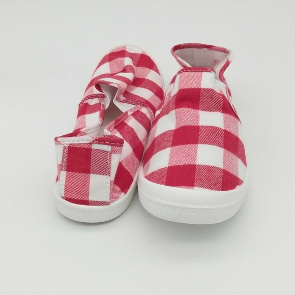 Womens Slip On Flat Loafer Sneaker Red/White Check EUR 42 NEW - Picture 3 of 8